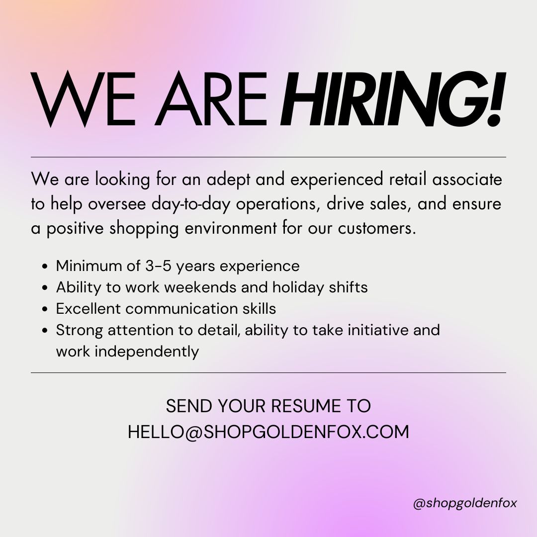 WE ARE HIRING! – Golden Fox Boutique icon